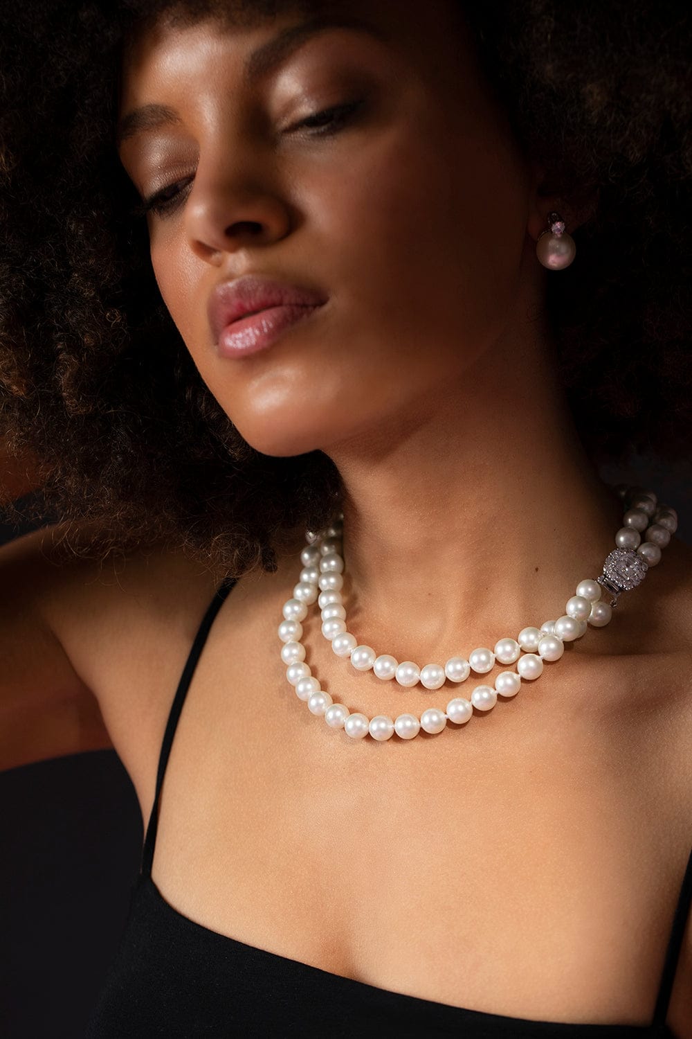 FANTASIA by DESERIO-Double Strand 8mm Pearl Necklace-WHITE