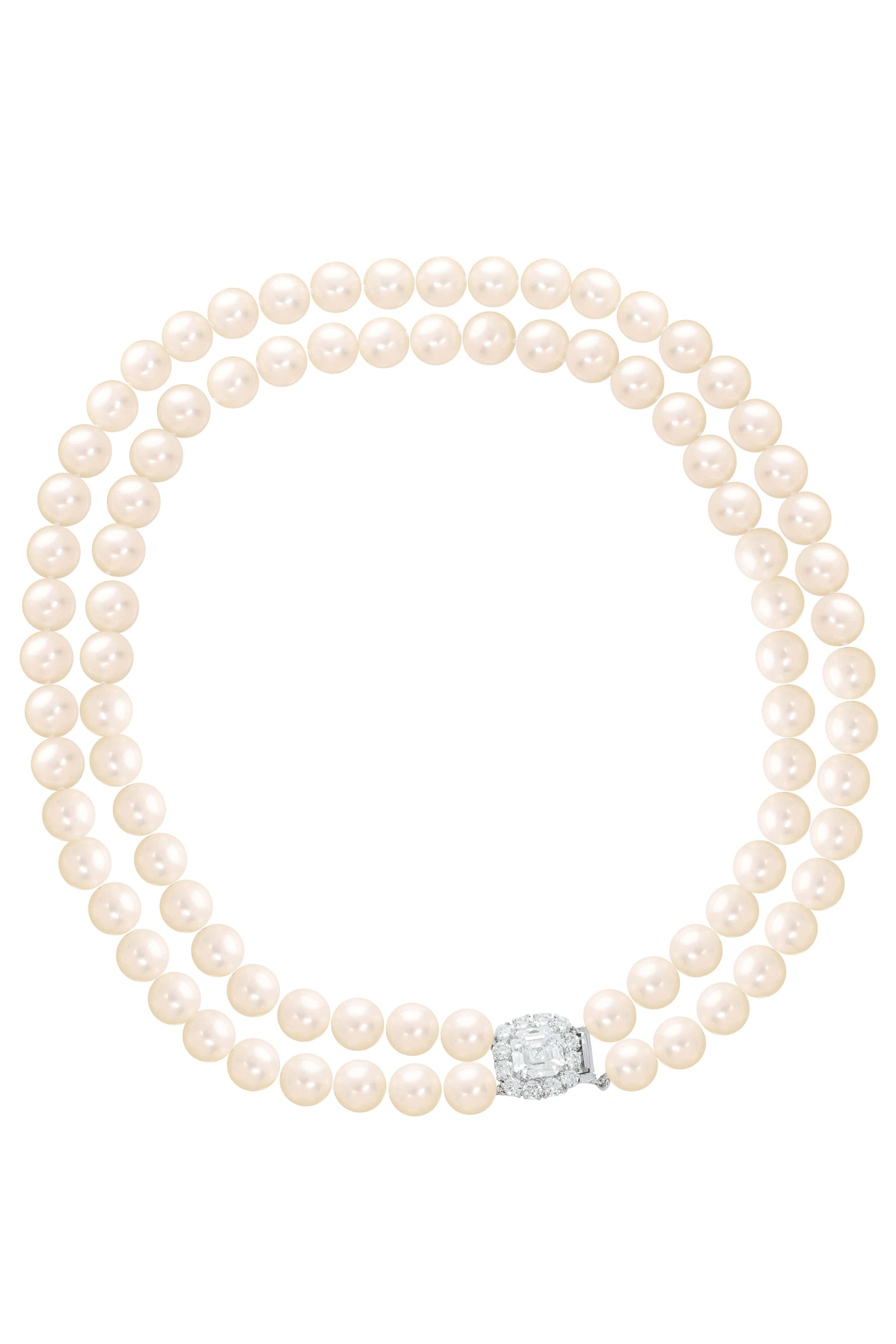 FANTASIA by DESERIO-Double Strand 8mm Pearl Necklace-WHITE