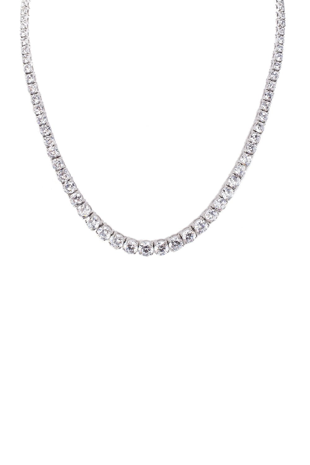 FANTASIA by DESERIO-Graduated CZ Tennis Necklace-WHITE