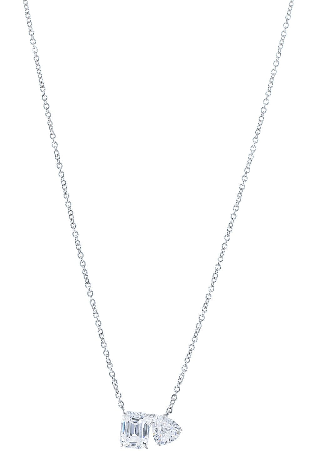 FANTASIA by DESERIO-Moi Et Toi Emerald Pear Pendant Necklace-WHITE