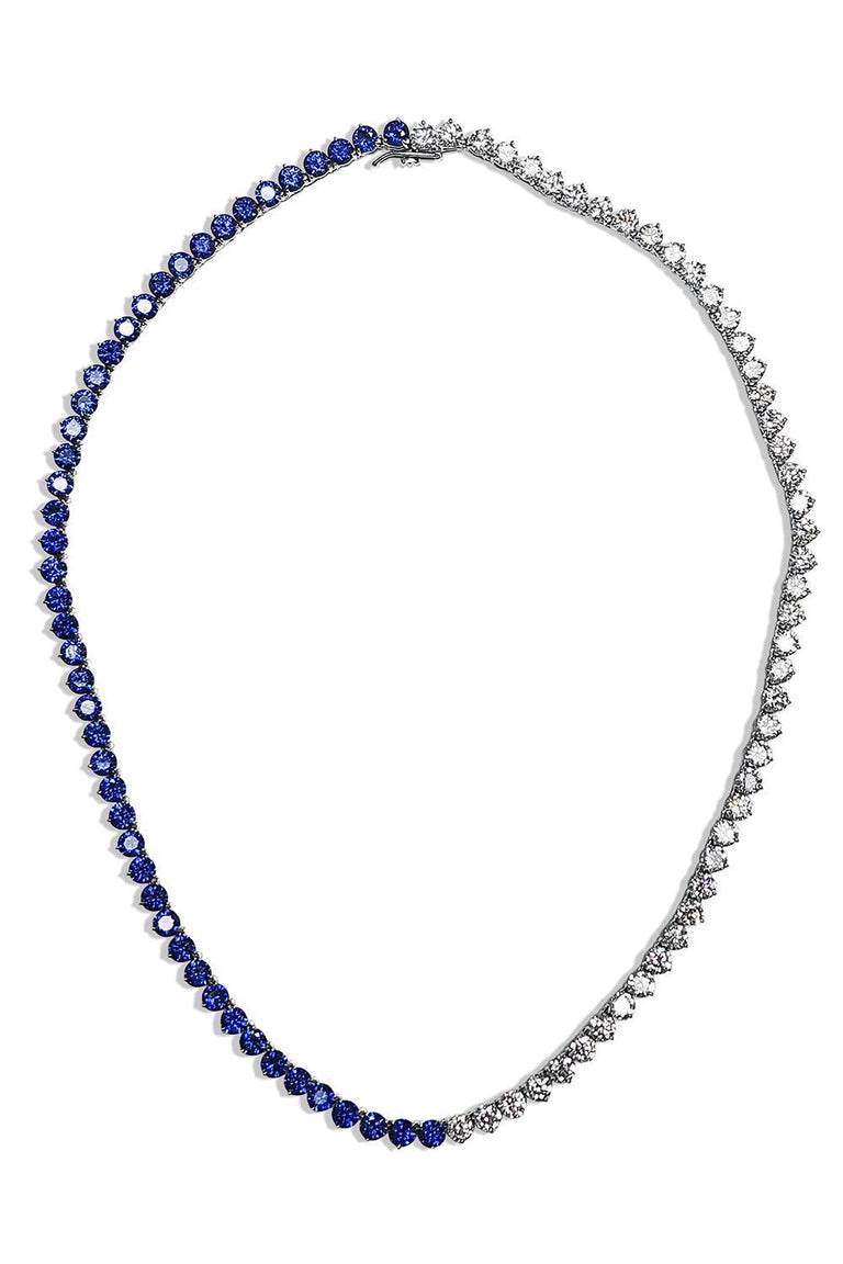 White Blue Tennis Necklace