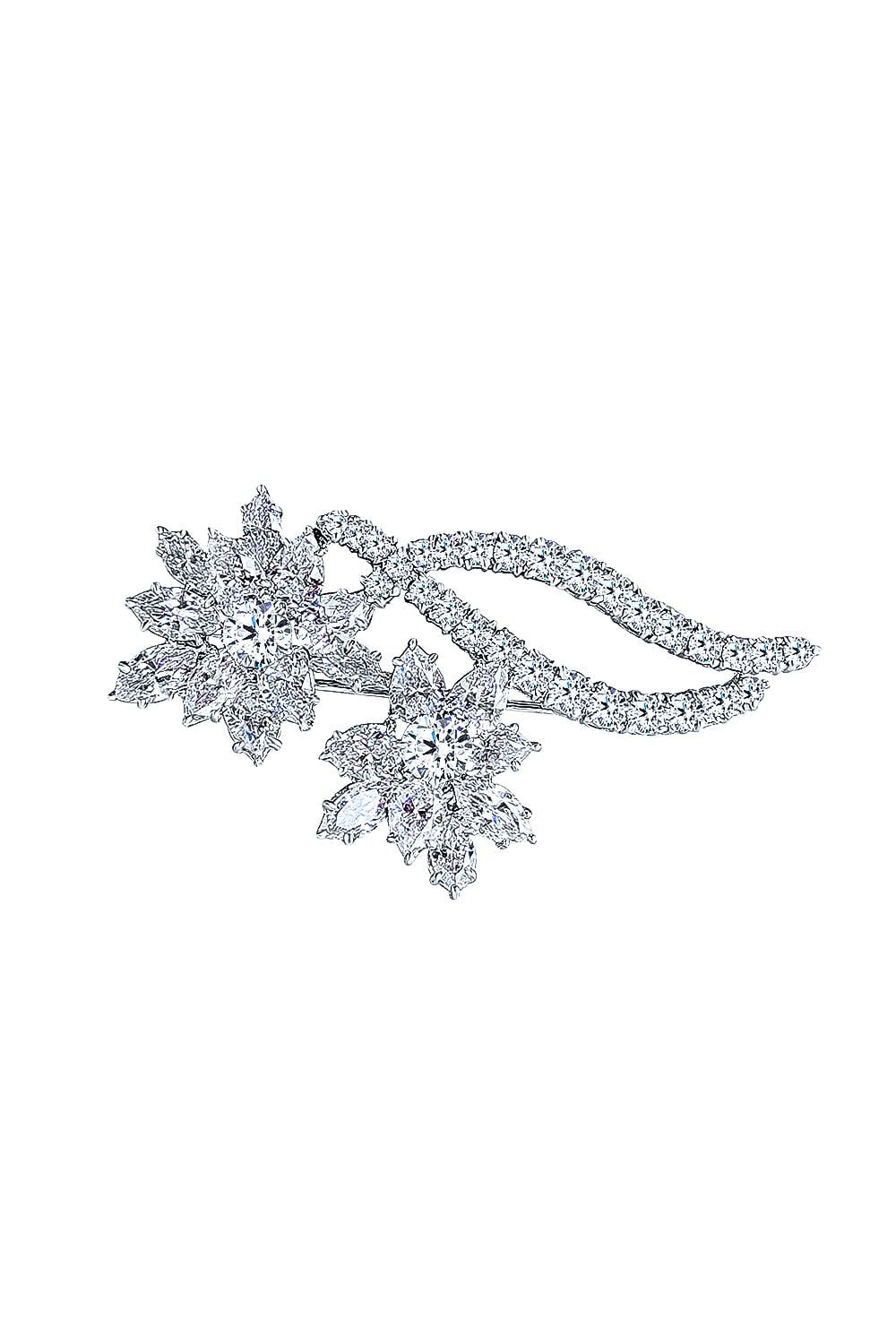 FANTASIA by DESERIO JEWELRYBOUTIQUEPIN WHITE GOLD Double Flower Brooch