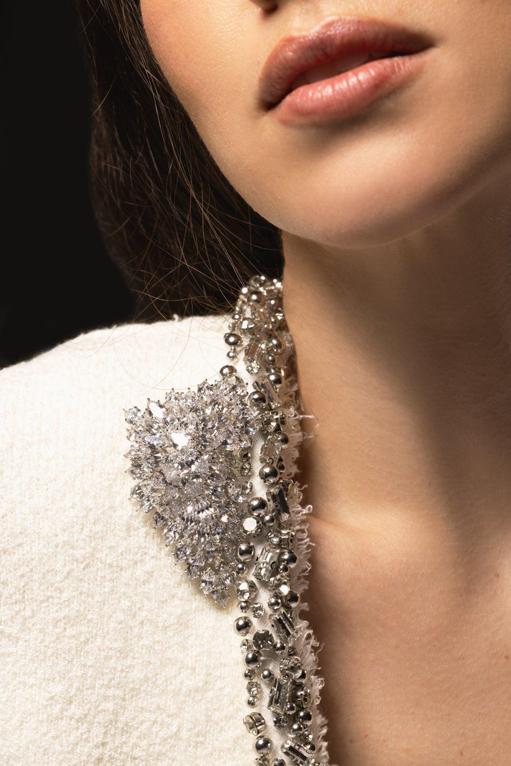 FANTASIA by DESERIO-Large Mix Shape Brooch-WHITE GOLD