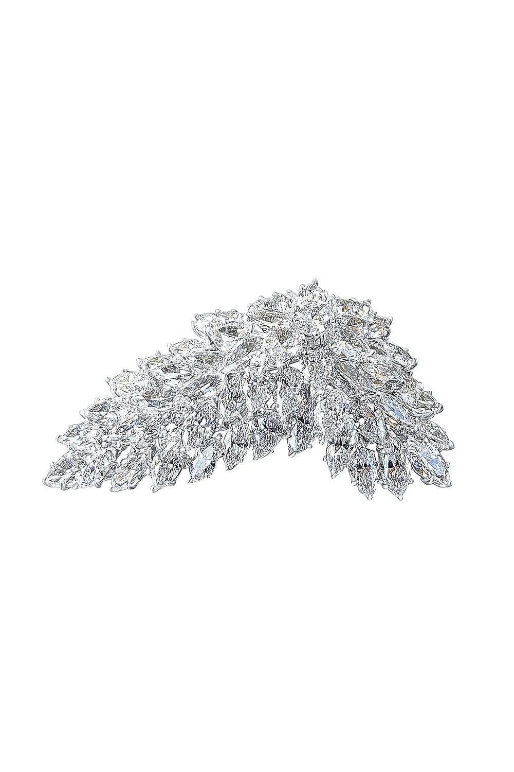 FANTASIA by DESERIO-Large Mix Shape Brooch-WHITE GOLD