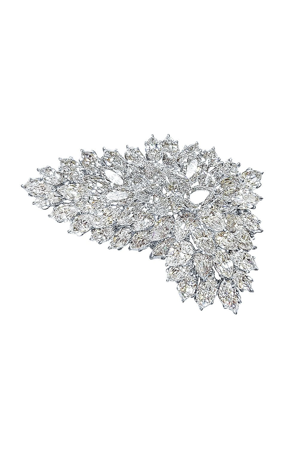 FANTASIA by DESERIO-Large Mix Shape Brooch-WHITE GOLD
