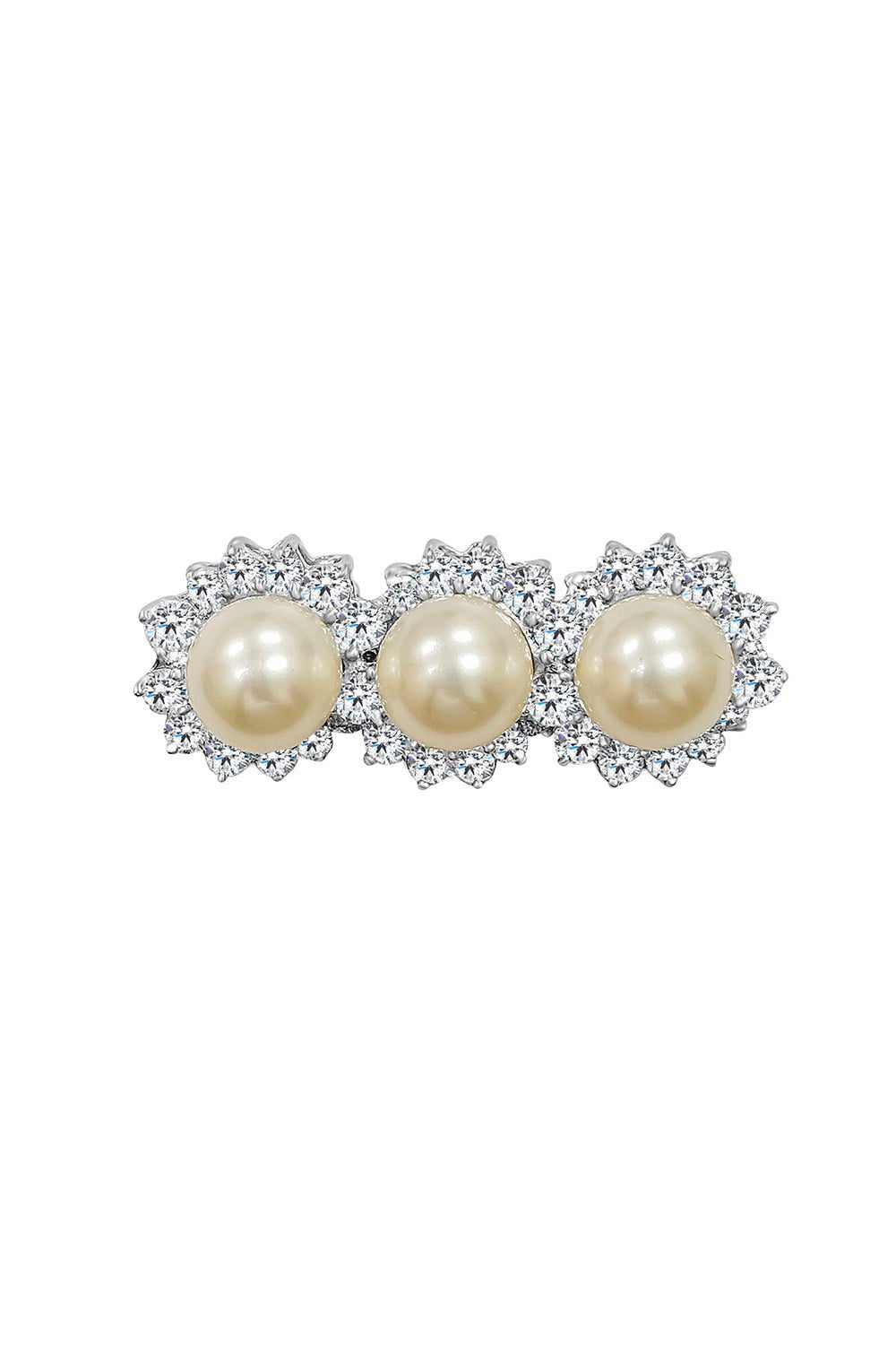 FANTASIA by DESERIO-Surrounded Pearl Brooch-WHITE GOLD