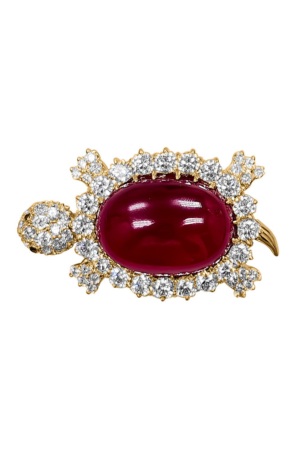 FANTASIA by DESERIO-Red Turtle Brooch-YELLOW GOLD