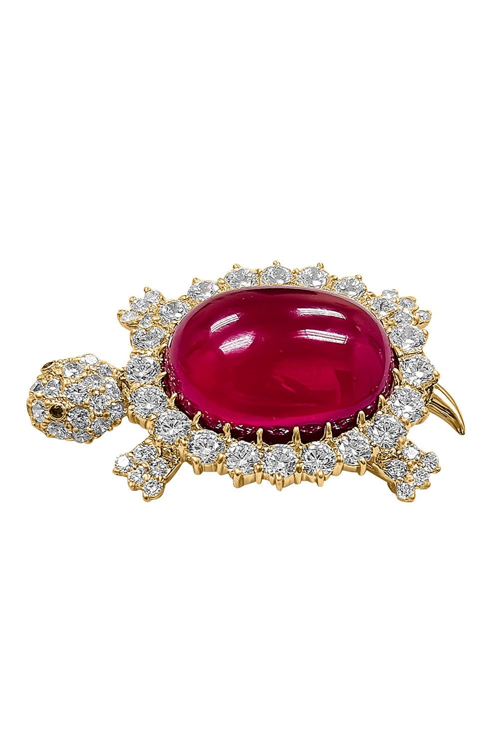 FANTASIA by DESERIO-Red Turtle Brooch-YELLOW GOLD