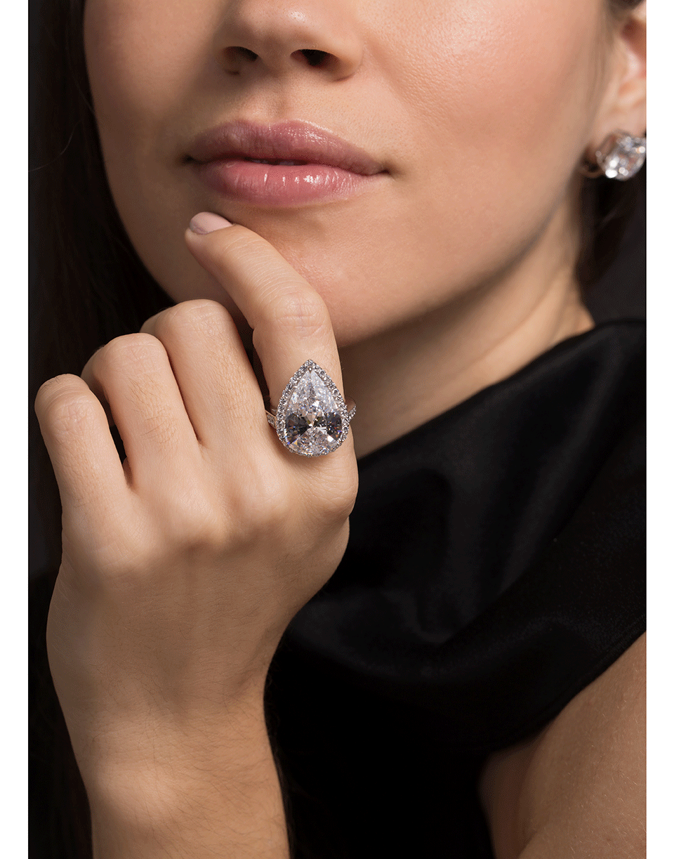 FANTASIA by DESERIO-Pear Cubic Zirconia Ring-W14KCZ