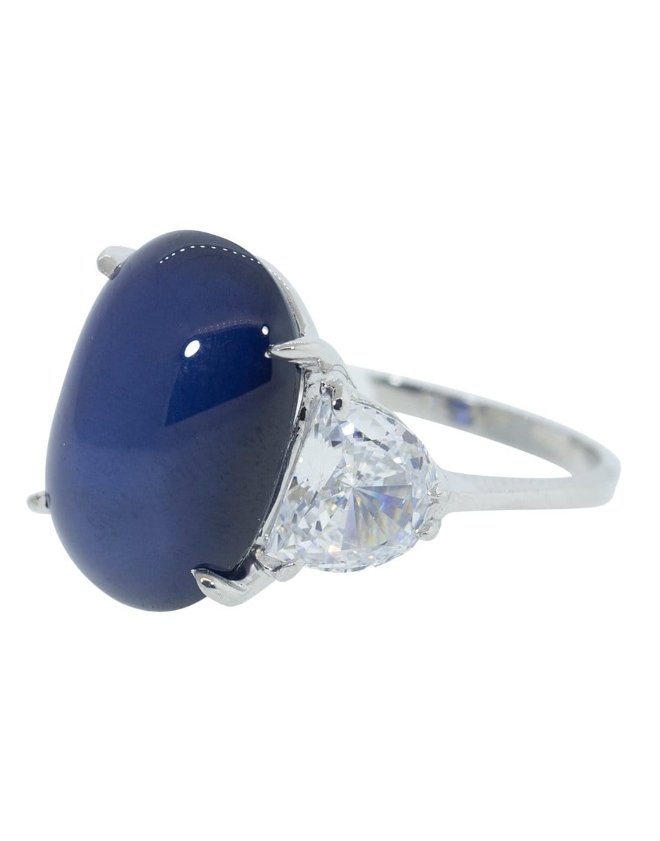 FANTASIA by DESERIO-Half Moon Side Sapphire Ring-W14KSAPP