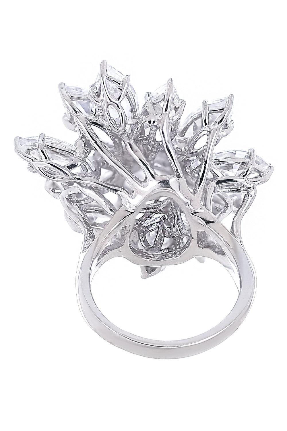 Large Cocktail Flower Ring-WHITE-5-JEWELRYBOUTIQUERING-FANTASIA by DESERIO