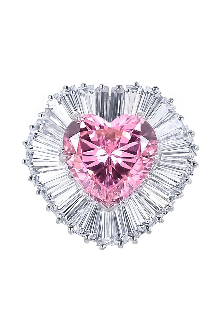 Heart Center Baguette Side Ring