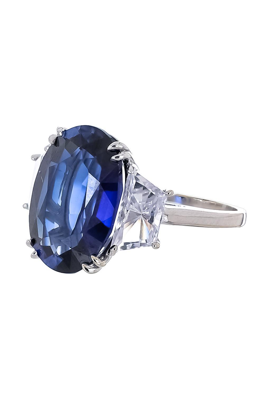 Blue Trapezoid Ring-WHITE-7.25-JEWELRYBOUTIQUERING-FANTASIA by DESERIO