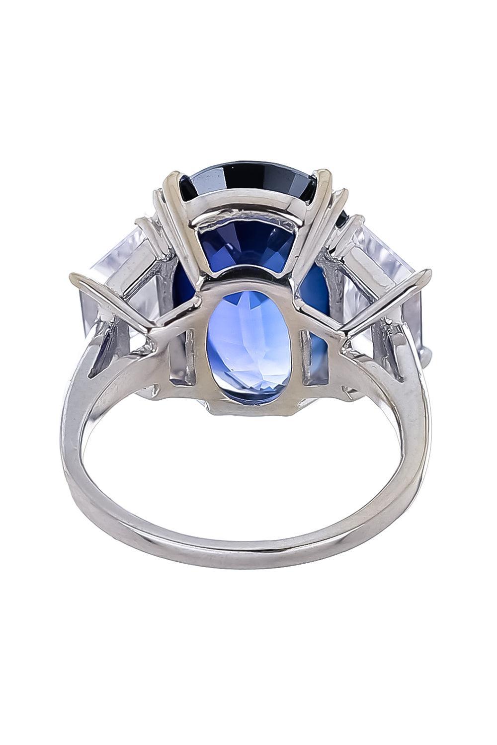 Blue Trapezoid Ring-WHITE-7.25-JEWELRYBOUTIQUERING-FANTASIA by DESERIO