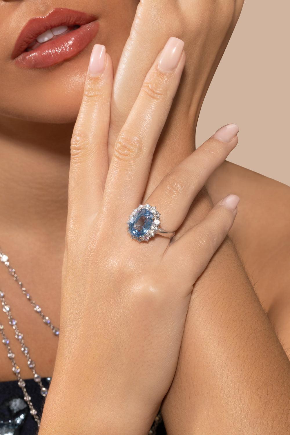 Blue Oval Princess Diana Ring-WHITE-7.75-JEWELRYBOUTIQUERING-FANTASIA by DESERIO