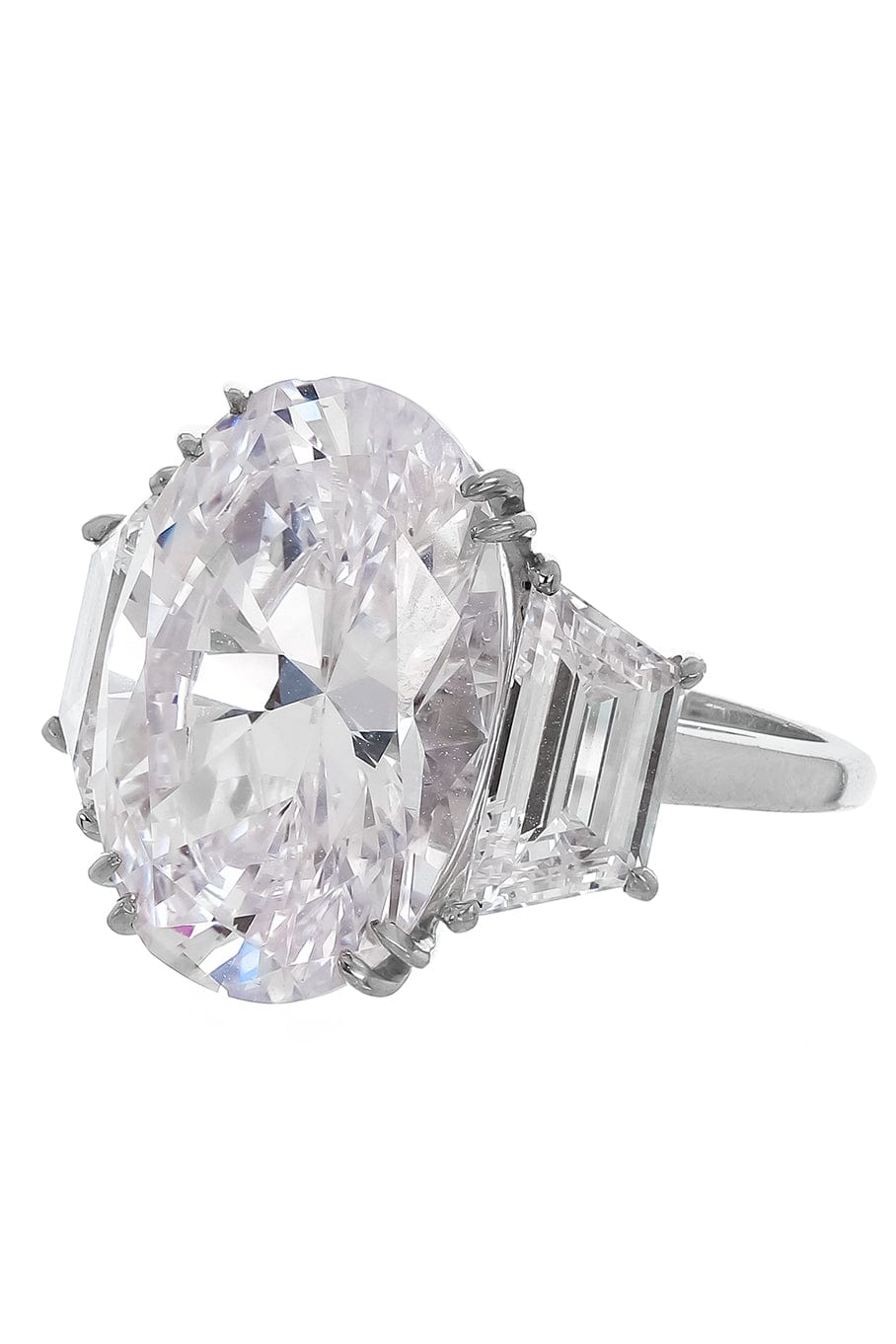 FANTASIA by DESERIO-Oval Cut Three Stone Ring-WHITE GOLD