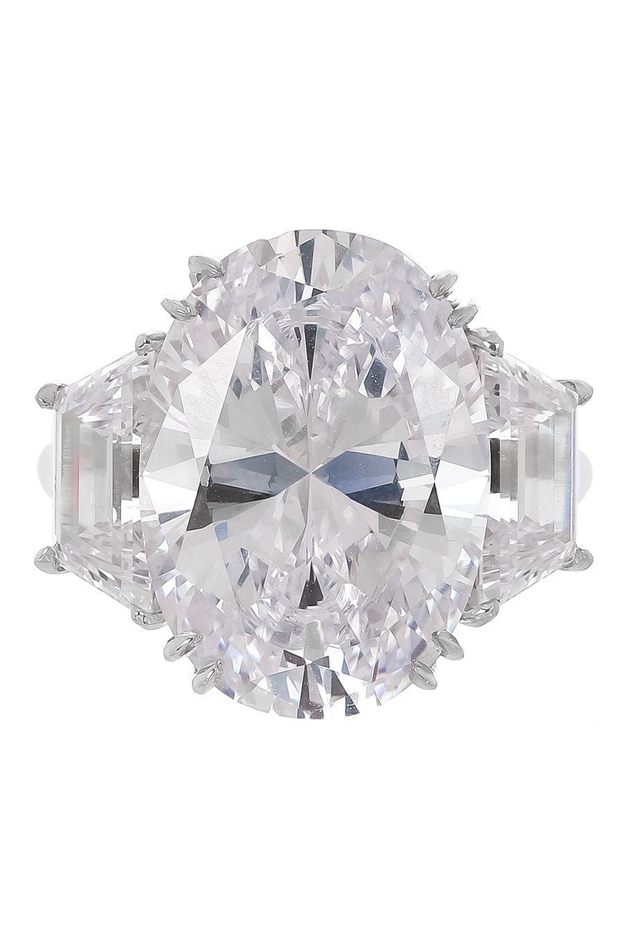 FANTASIA by DESERIO-Oval Cut Three Stone Ring-WHITE GOLD