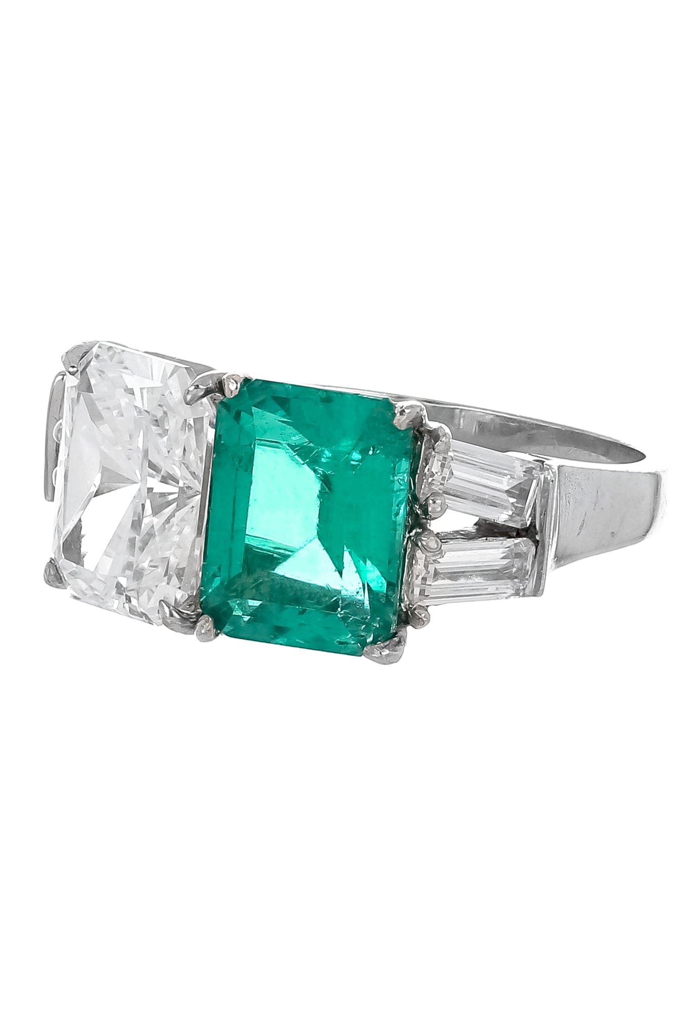 FANTASIA by DESERIO-Double Emerald Cut Ring-WHITE GOLD