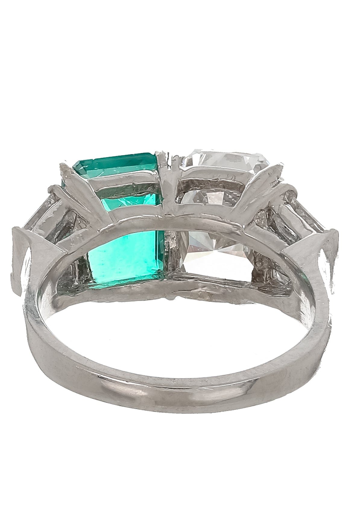 FANTASIA by DESERIO-Double Emerald Cut Ring-WHITE GOLD