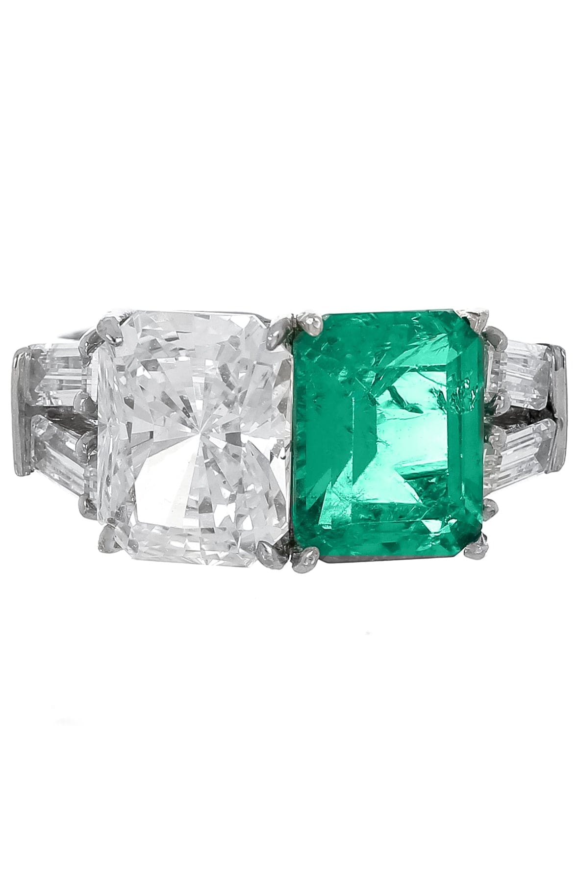 FANTASIA by DESERIO-Double Emerald Cut Ring-WHITE GOLD