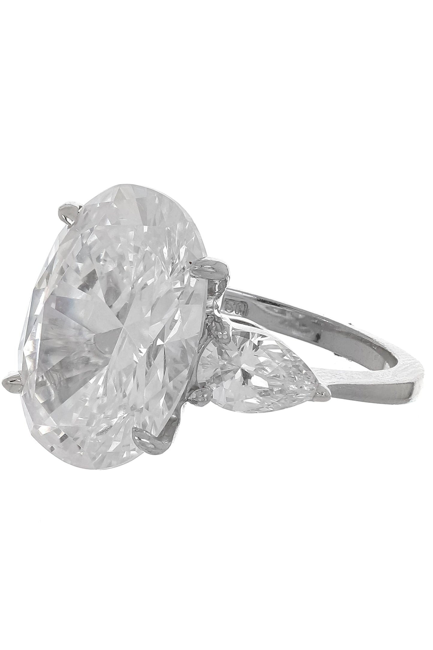 FANTASIA by DESERIO-Large Oval and Pear Ring-WHITE GOLD