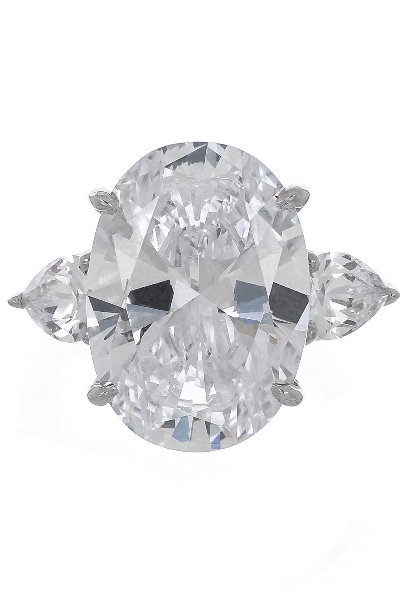 FANTASIA by DESERIO-Large Oval and Pear Ring-WHITE GOLD