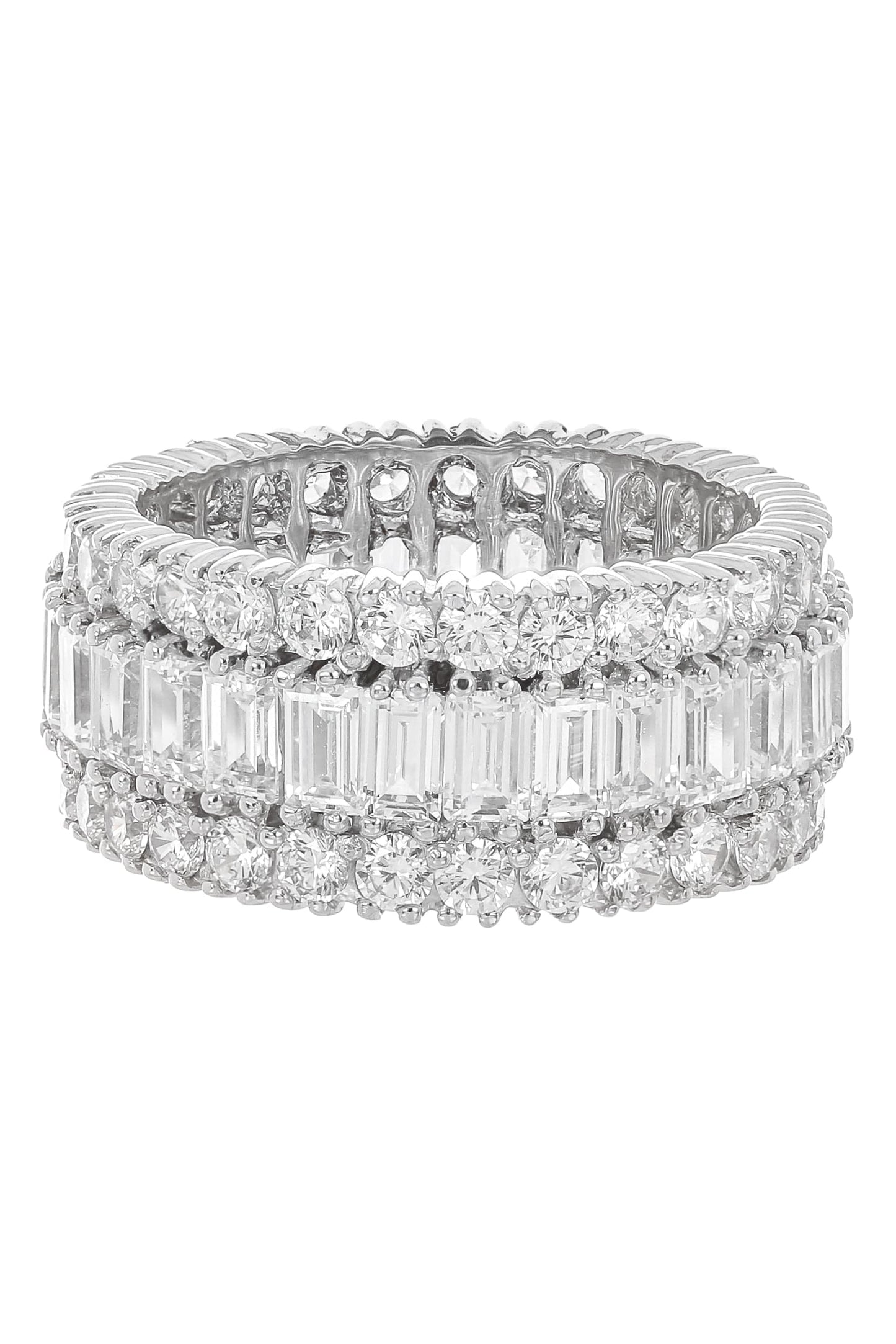 FANTASIA by DESERIO-Baguette Stacked Eternity Band-WHITE GOLD