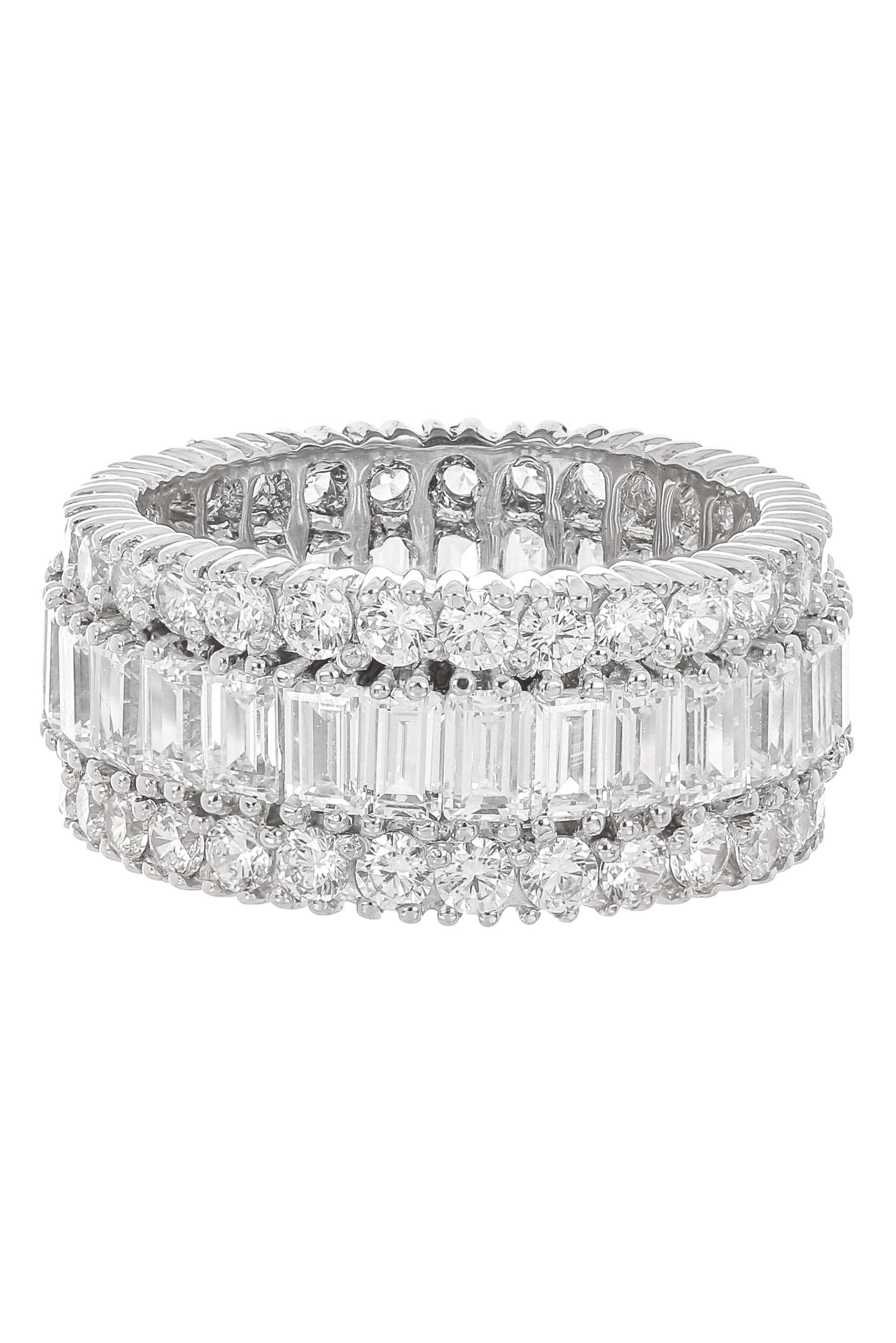 FANTASIA by DESERIO-Baguette Stacked Eternity Band-WHITE GOLD