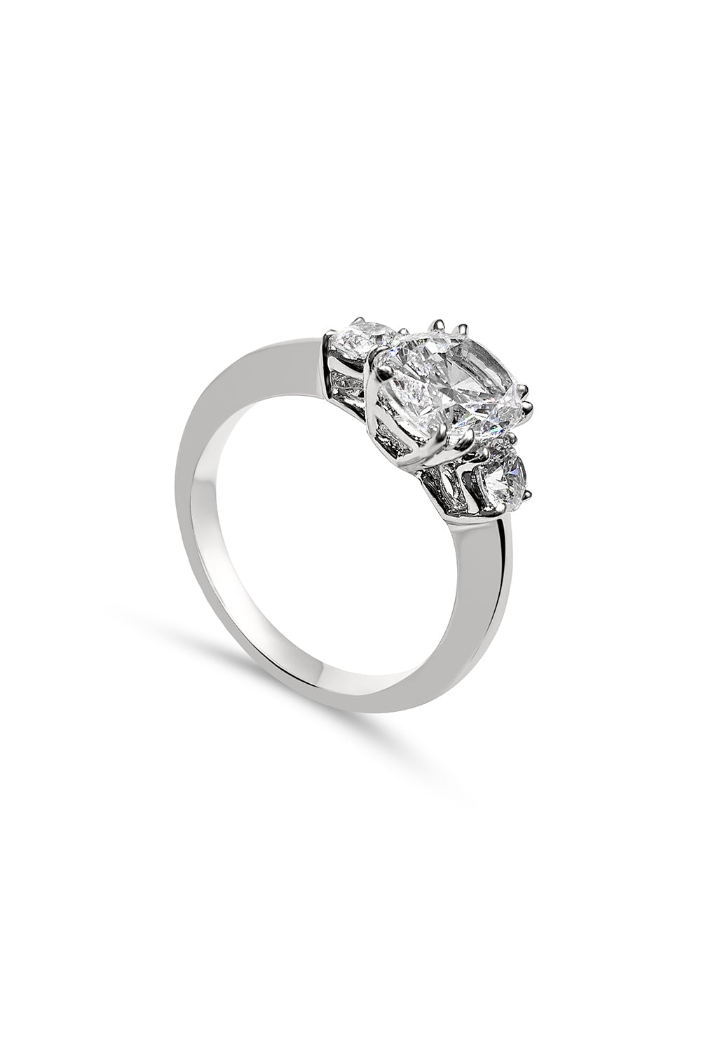 FANTASIA by DESERIO-Three Stone Ring-WHITE GOLD