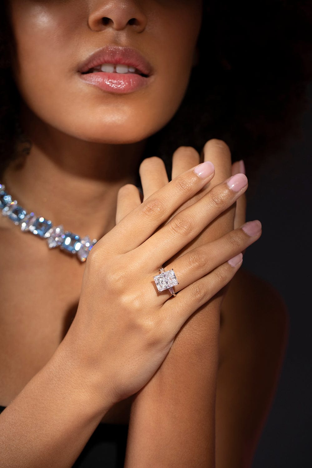 FANTASIA by DESERIO-Emerald Cut Solitaire Ring-WHITE GOLD