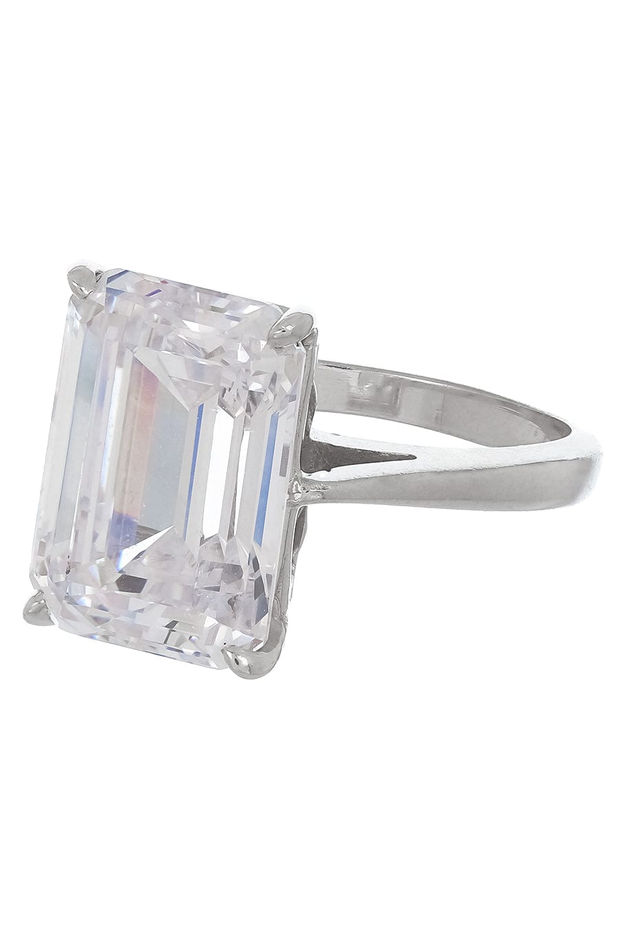 FANTASIA by DESERIO-Emerald Cut Solitaire Ring-WHITE GOLD