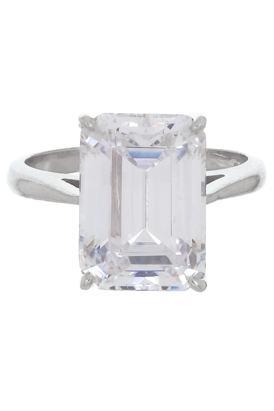 FANTASIA by DESERIO-Emerald Cut Solitaire Ring-WHITE GOLD