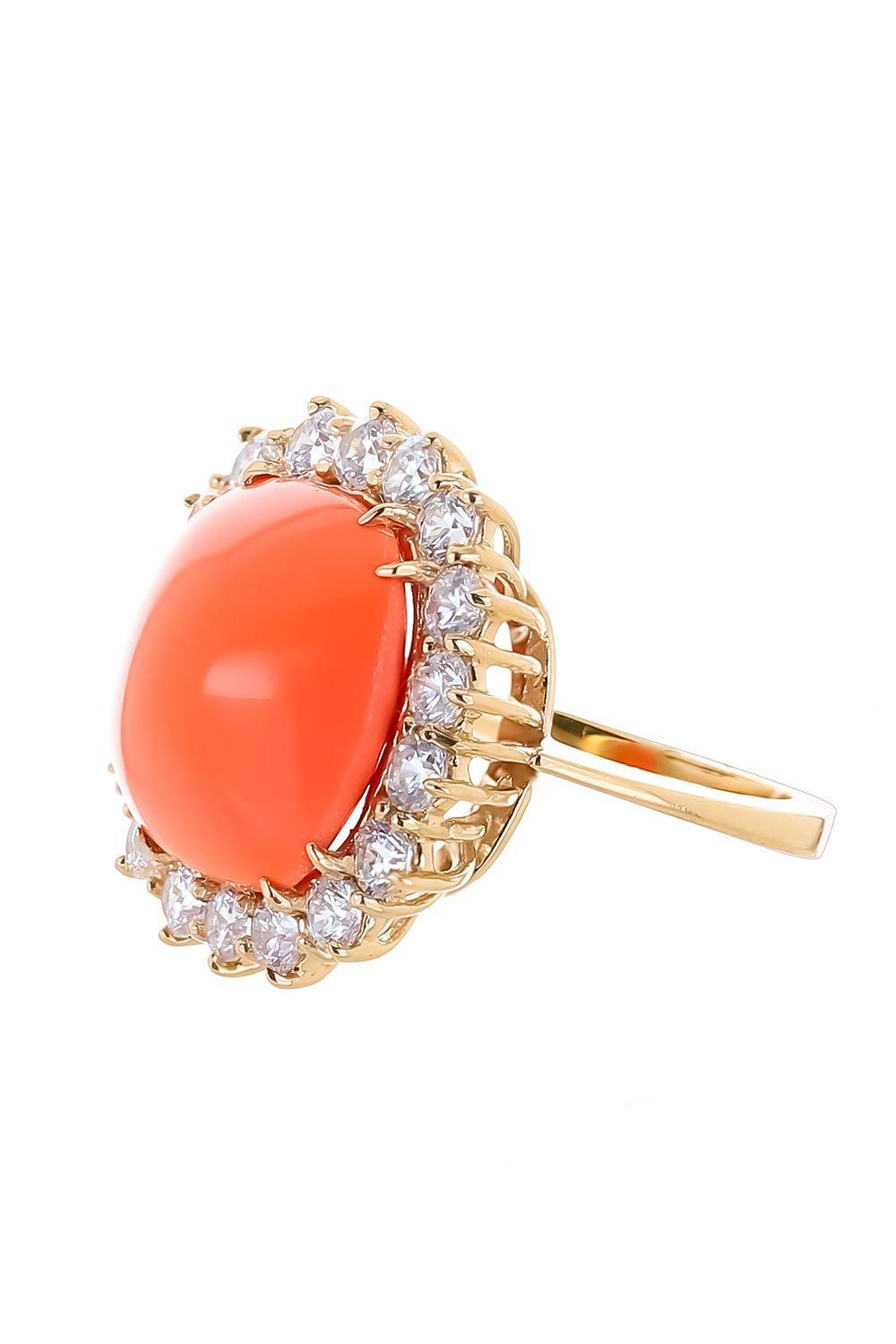 Coral Cushion Ring-YELLOW-6.75-JEWELRYBOUTIQUERING-FANTASIA by DESERIO