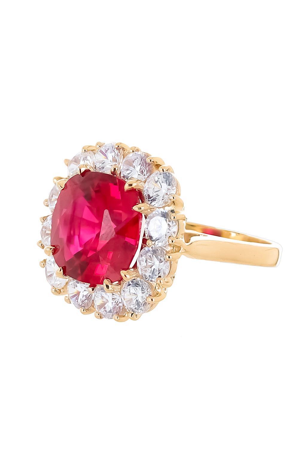 Red Large Cushion Cut Ring