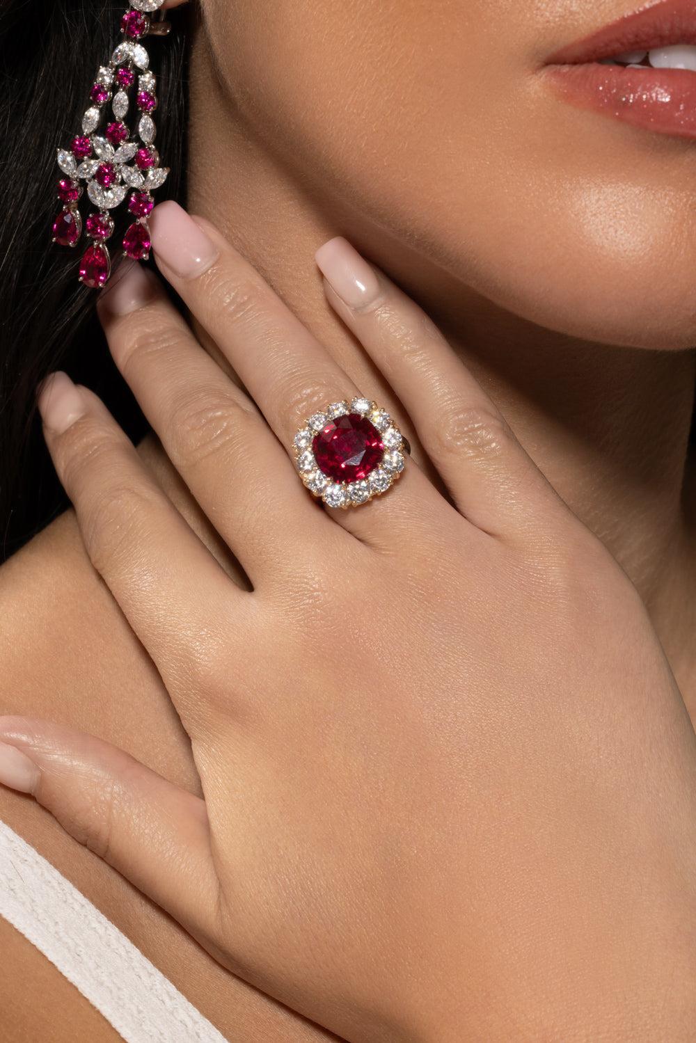 Red Large Cushion Cut Ring-YELLOW-6.75-JEWELRYBOUTIQUERING-FANTASIA by DESERIO