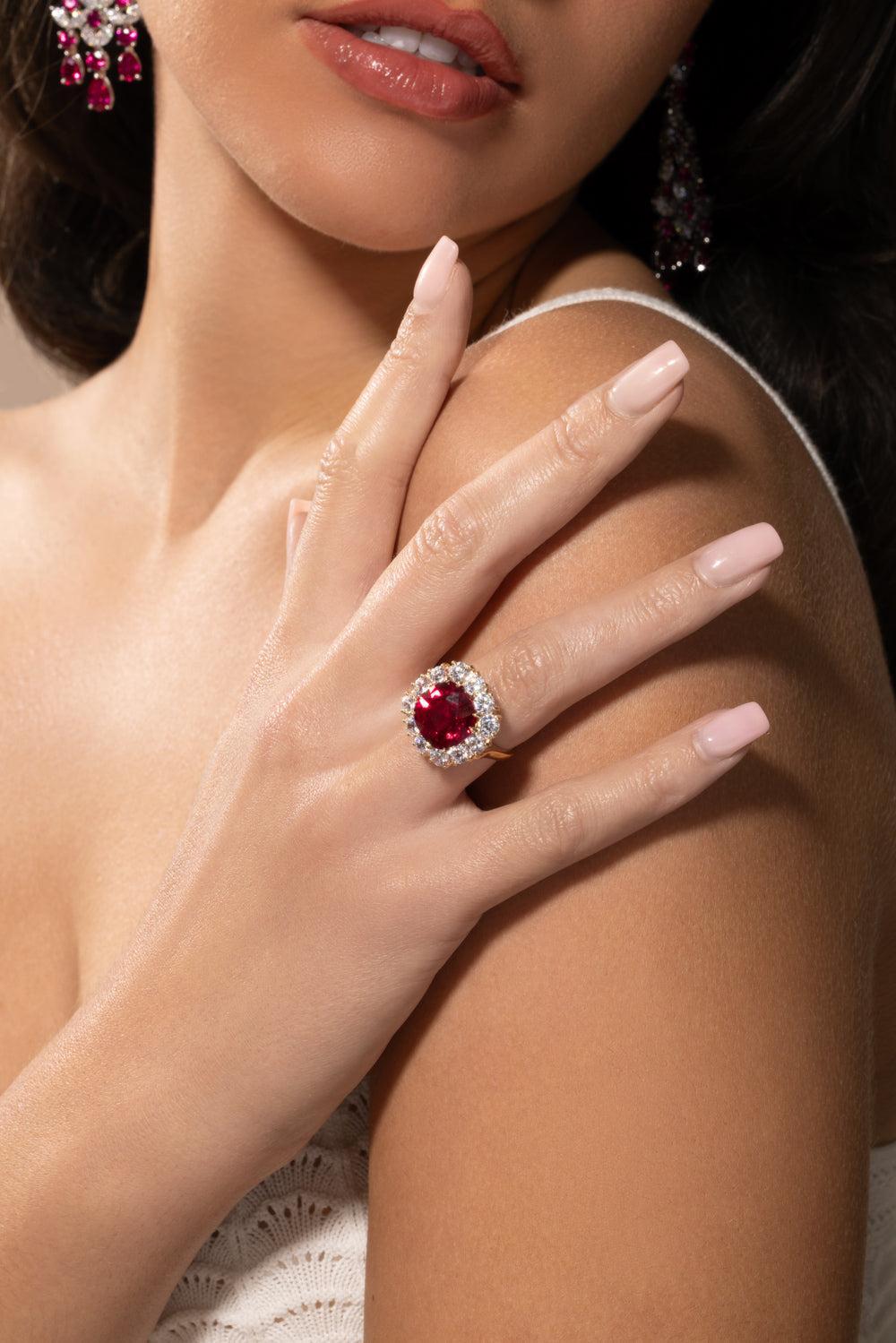 Red Large Cushion Cut Ring-YELLOW-6.75-JEWELRYBOUTIQUERING-FANTASIA by DESERIO