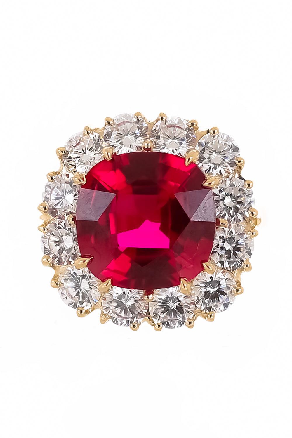 Red Large Cushion Cut Ring