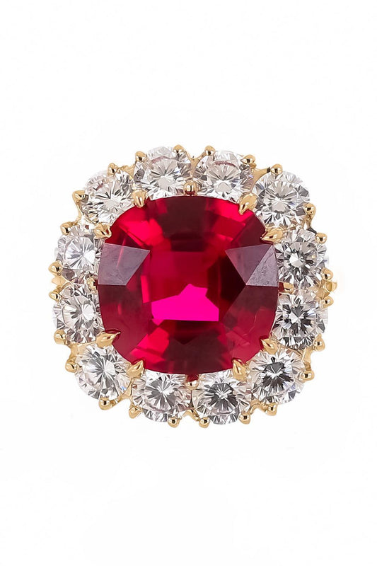 Red Large Cushion Cut Ring