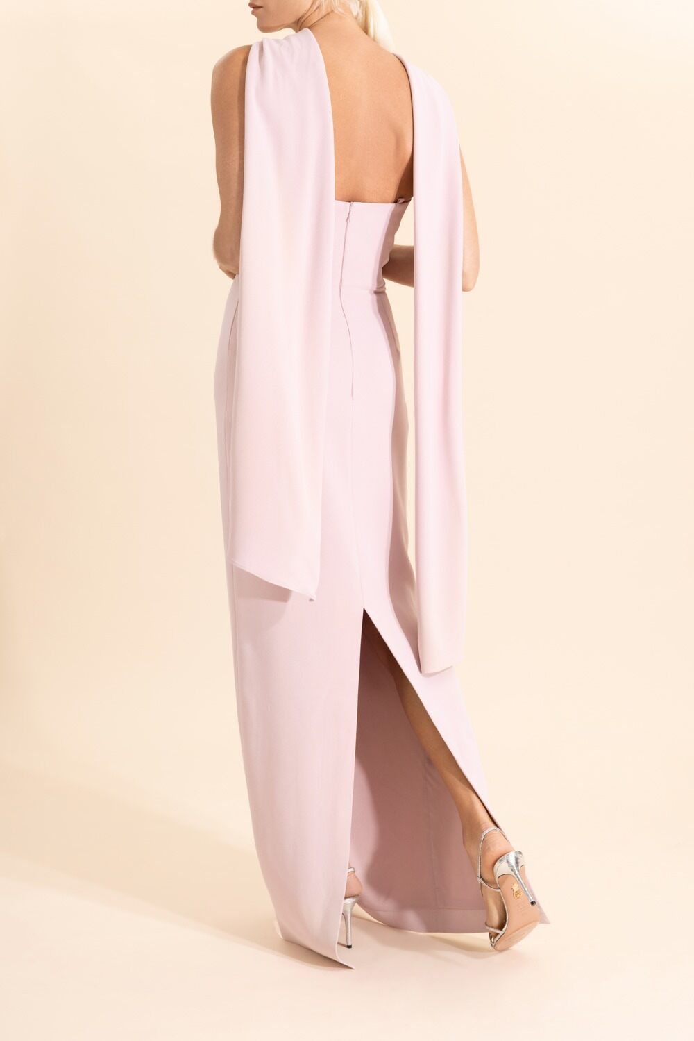 Rona Cape Dress - Petal Pink-PTLPINK-2-CLOTHINGDRESSCOCKTAIL-SOLACE LONDON