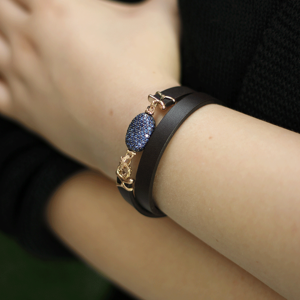 FEDERICA RETTORE-Blue Sapphire Wrap Bracelet-ROSE GOLD