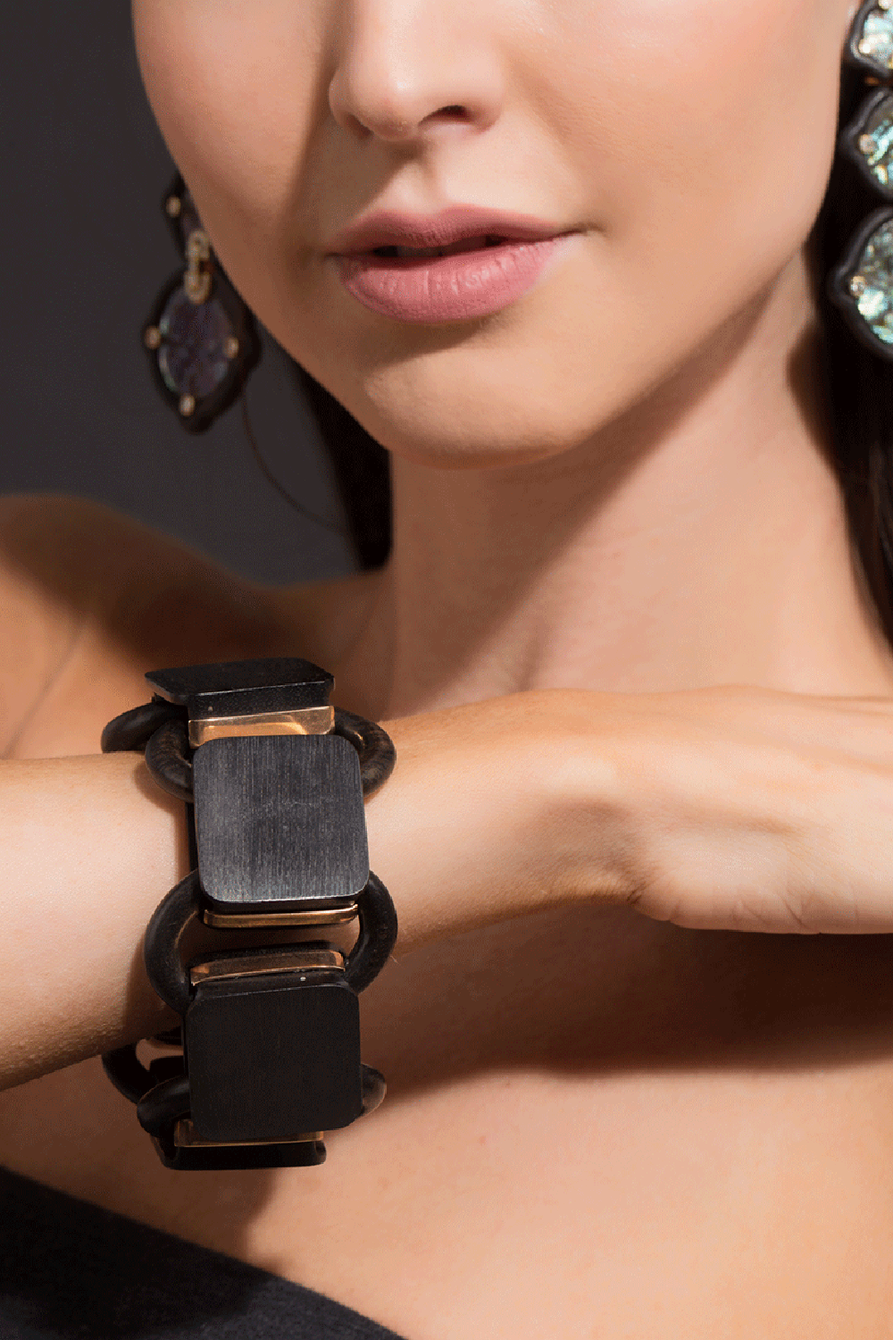 FEDERICA RETTORE-Catena Ebony Wood Bracelet-ROSE GOLD