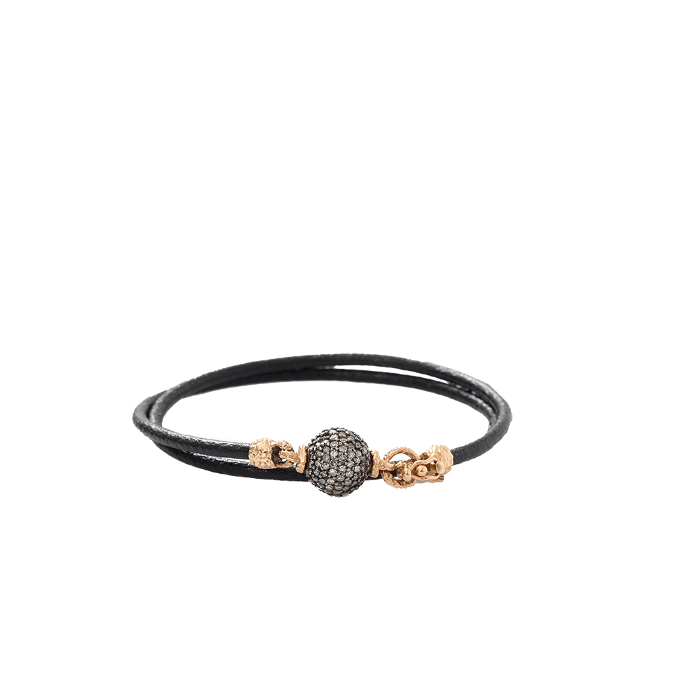 FEDERICA RETTORE-Diamond Ball Leather Wrap Bracelet-ROSE GOLD