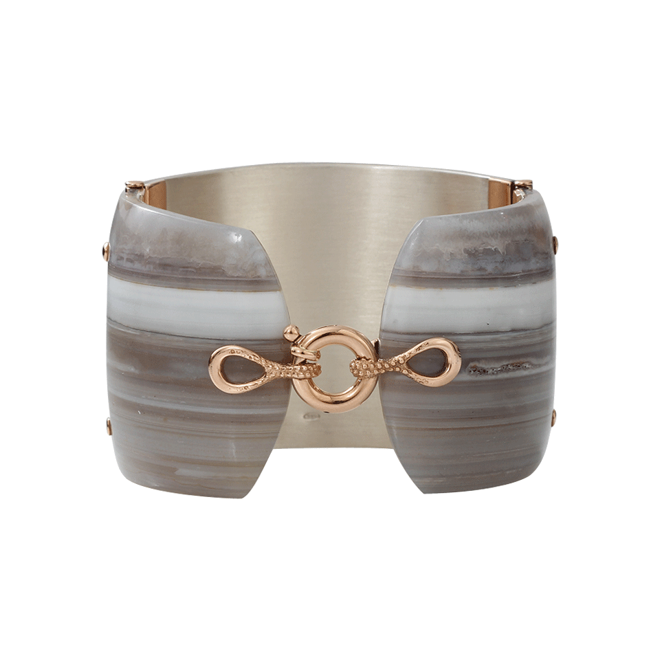 FEDERICA RETTORE-Gea Banded White Agate Cuff-ROSE GOLD