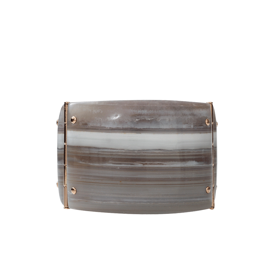 FEDERICA RETTORE-Gea Banded White Agate Cuff-ROSE GOLD