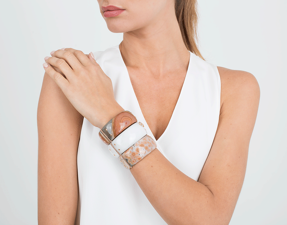 FEDERICA RETTORE-Gea Milky Quartz Cuff-ROSE GOLD