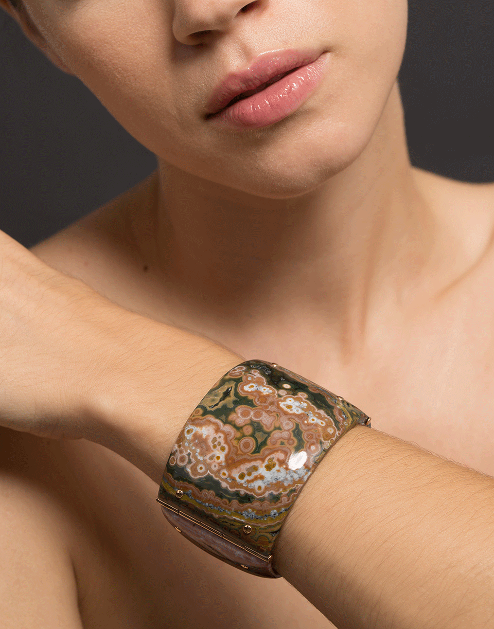 FEDERICA RETTORE-Gea Orbicular Jasper Cuff-ROSE GOLD