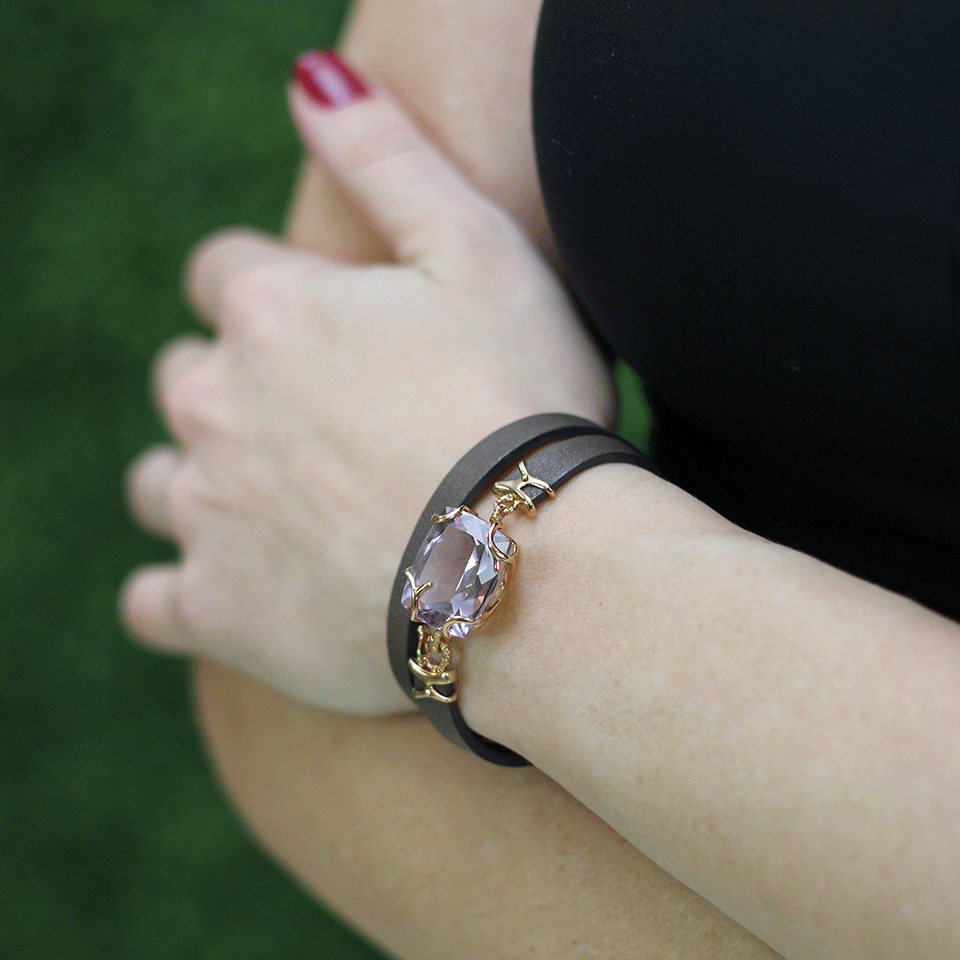 FEDERICA RETTORE-Gemma Amethyst Wrap Bracelet-ROSE GOLD