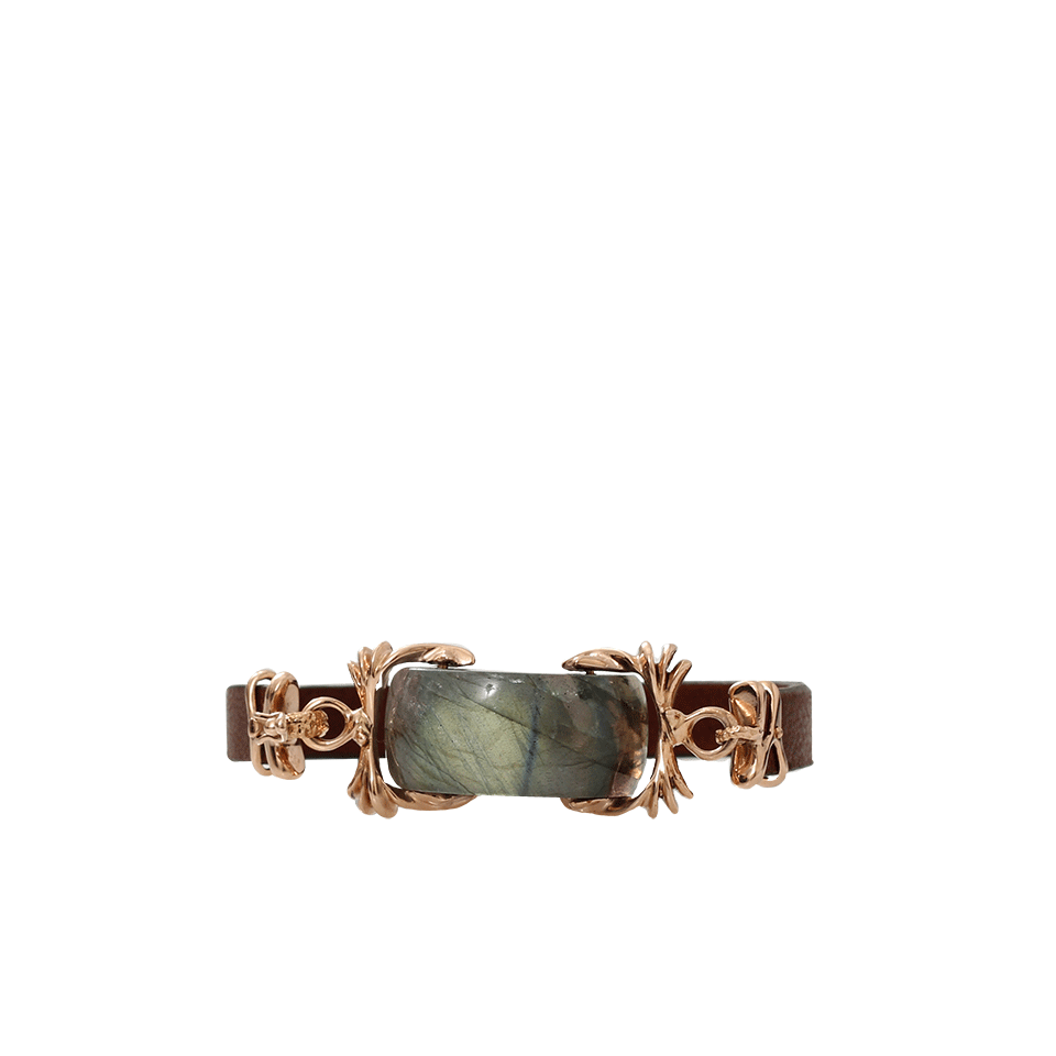 FEDERICA RETTORE-Labradorite Leather Wrap Bracelet-ROSE GOLD