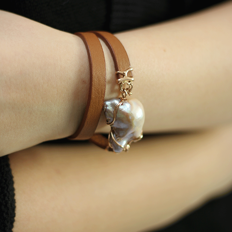 FEDERICA RETTORE-Luce Pearl Wrap Bracelet-ROSE GOLD