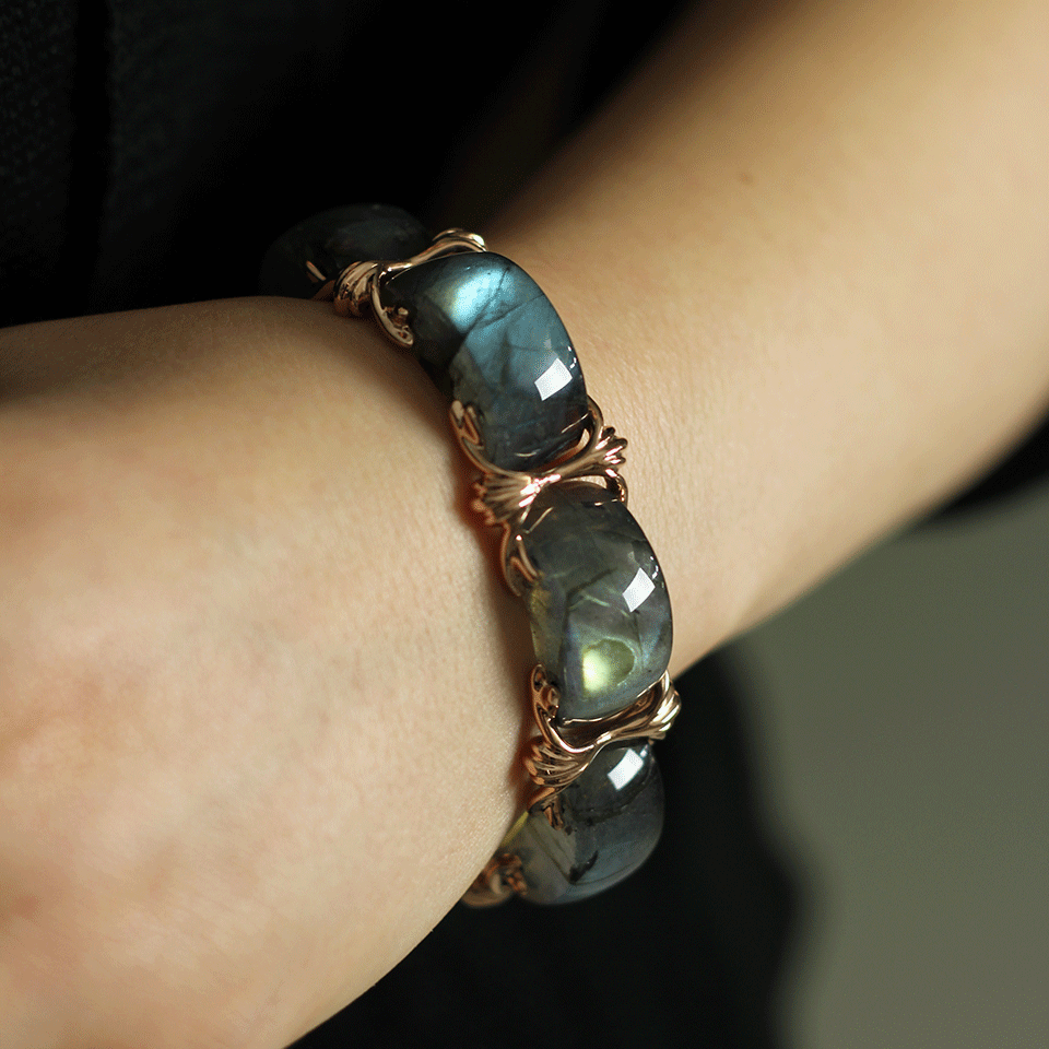 FEDERICA RETTORE-Nodo D'Amore Labradorite Bracelet-ROSE GOLD